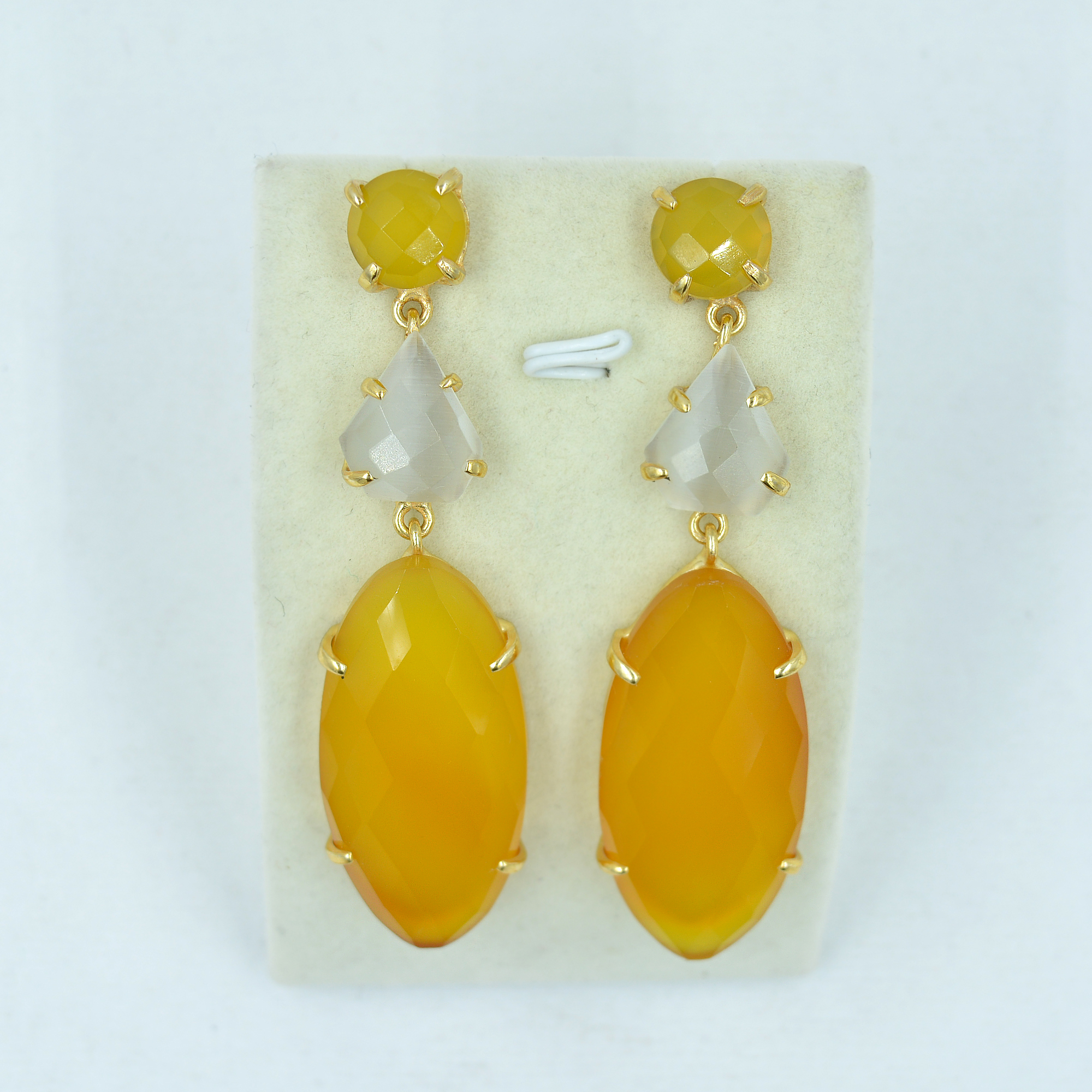 Yellow Chalcedony & Gray Moralist Earrings