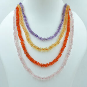 Carnelian, Citrine, Amethyst, Rose Quartz Double Hand Knotted Necklace Deal No.1