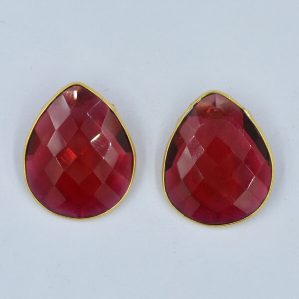 Red Quartz Fancy Shape Earrings 925 Sterling Silver