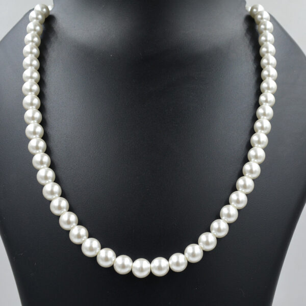 Shell Pearl Round 8-10mm Necklace 925 Sterling Silver