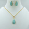 Amazonite Pan Shape Necklace 925 Sterling Silver