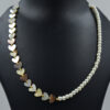 Shell Pearl 5mm With Mother Of Pearl Heart Shape Necklace 925 Sterling Silver