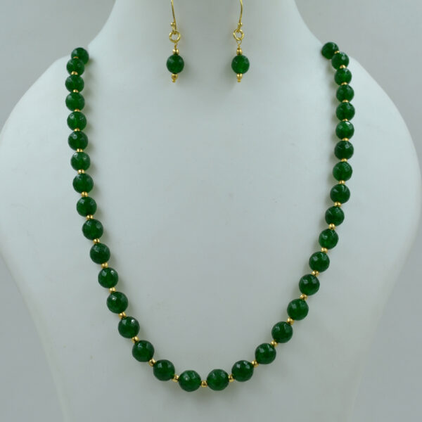Green Quartz 10mm Round Necklace 925 Sterling Silver
