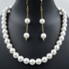 Faceted Shell Pearl 12mm Round Necklace 925 Sterling Silver