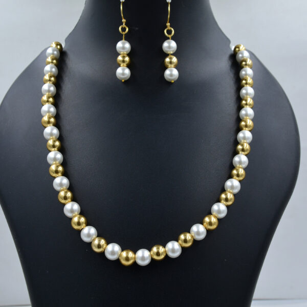 Shell Pearl 10mm Round Silver Gold Plating 8mm Round Necklace 925 Sterling Silver