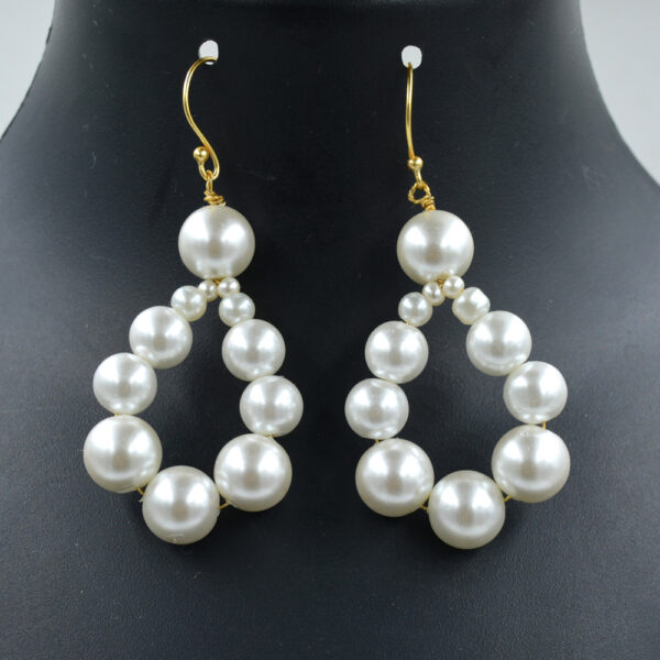 Shell Pearl 14-5mm Round Dangle Earring 925 Sterling Silver