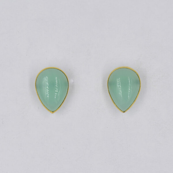 Aquamarine Pan Shape Stud Earring 925 Sterling Silver