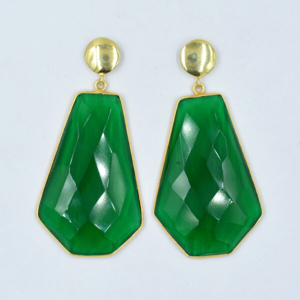 Green Quartz Stud Earring 925 Sterling Silver