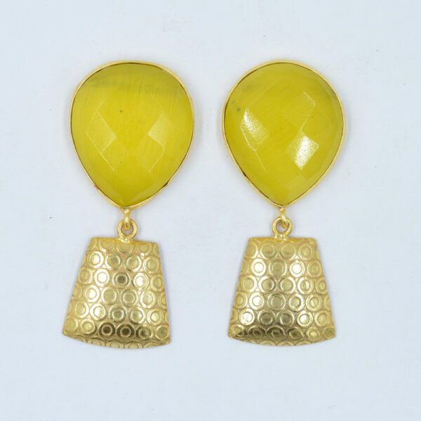 Yellow Monalisa Pan Shape Stud Earrings 925 Sterling Silver