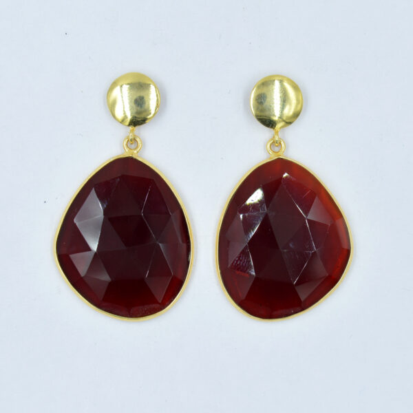 Carnelian Fancy Stud Earring 925 Sterling Silver