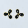 Black Onyx Pan Stud Earring 925 Sterling Silver