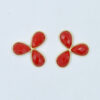 Carnelian Pan Flower Stud Earring 925 Sterling Silver