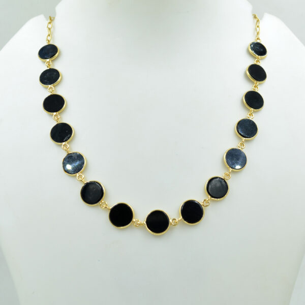 Black Onyx Round Necklace 925 Sterling Silver