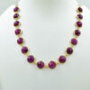 Red Ruby Half 10mm Round One Side Cut Stone Necklace 925 Sterling Silver