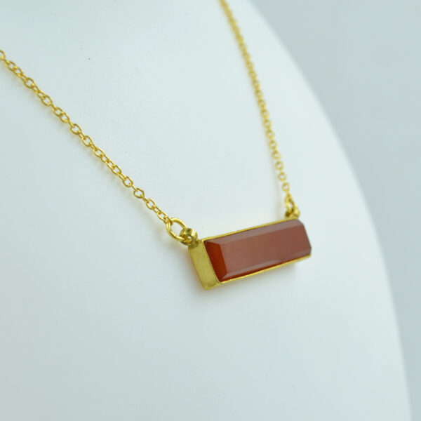 Carnelian Baguette Shape Necklace 925 Sterling Silver