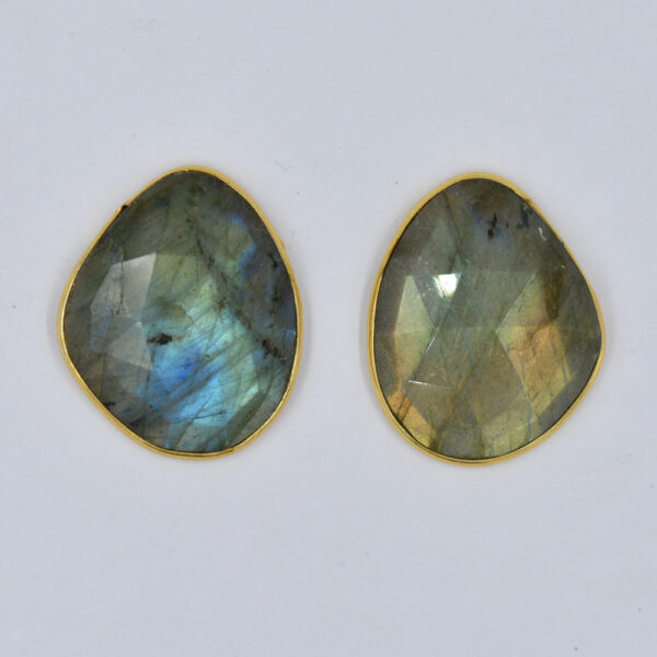 Labradorite Fancy Shape Stud Earrings 925 Sterling Silver
