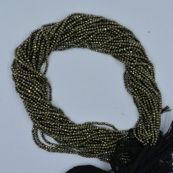 Pyrite 2&3mm Faceted Round Gemstone Beads
