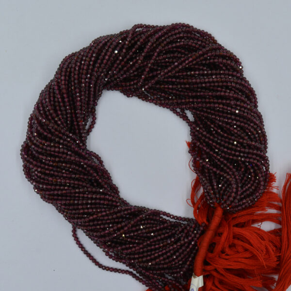 Red Garnet 2&3 Faceted Round Gemstone Beads