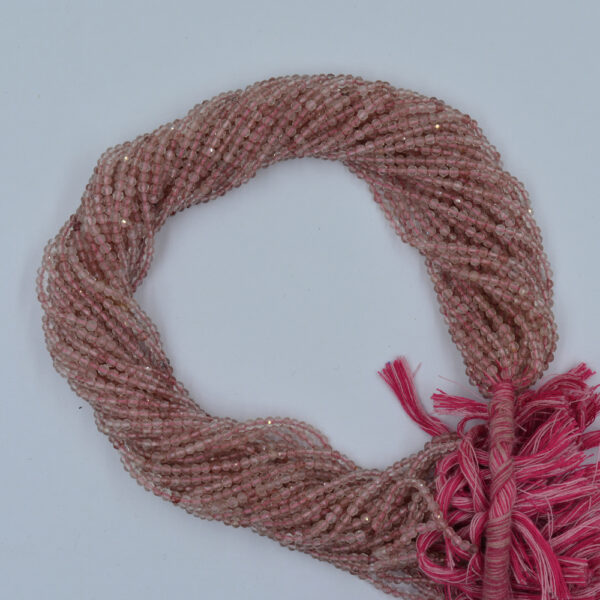 Strawberry Quartz 2&3mm Round Faceted Beads