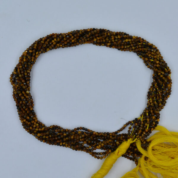Tiger Eye 2&3mm Faceted Round Gemstone Beads