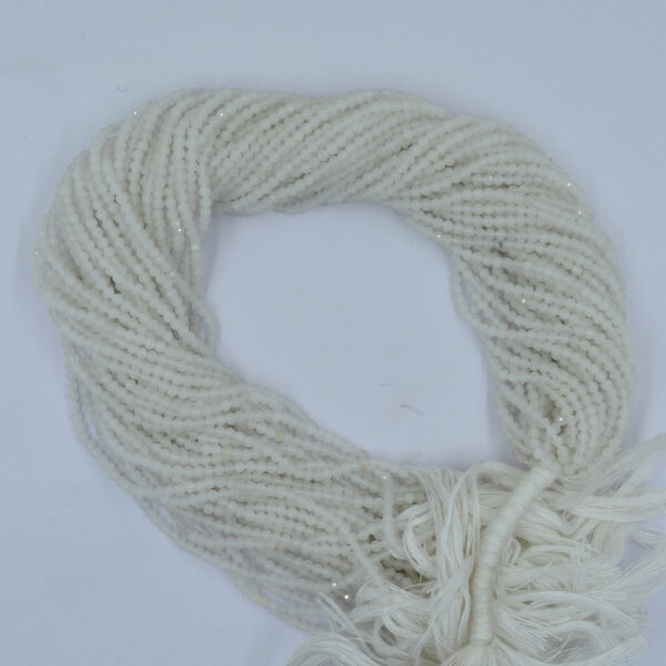 White Agate 2&3mm Faceted Round Gemstone Beads