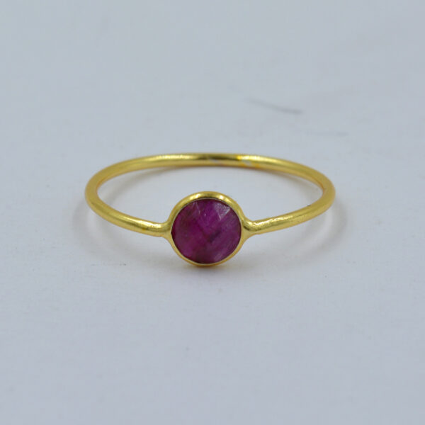 Ruby 5mm Round Ring 925 Sterling Silver