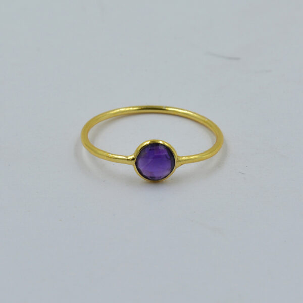 Purple Amethyst 5mm Round Ring 925 Sterling Silver Ring
