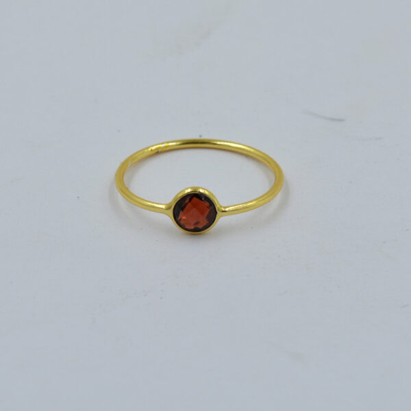 Red Garnet 5mm Round Ring 925 Sterling Silver Ring