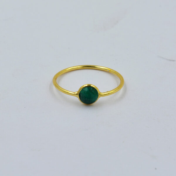 Green Emerald 5mm Round Ring 925 Sterling Silver Ring