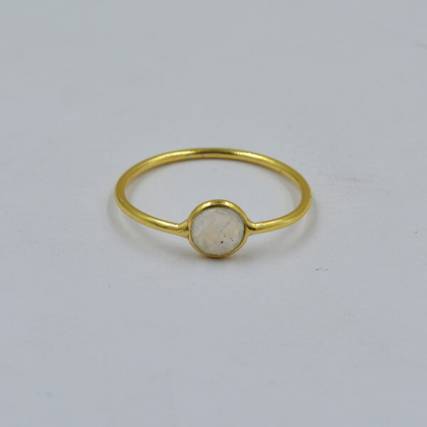White Rainbow 5mm Round Ring 925 Sterling Silver