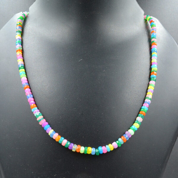 Multi Ethiopian opal 4&5mm Beads Necklace 925 Sterling Silver