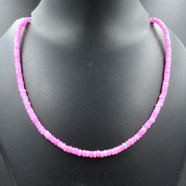 Pink Ethiopian opal 4-5mm Beads Necklace 925 Sterling Silver