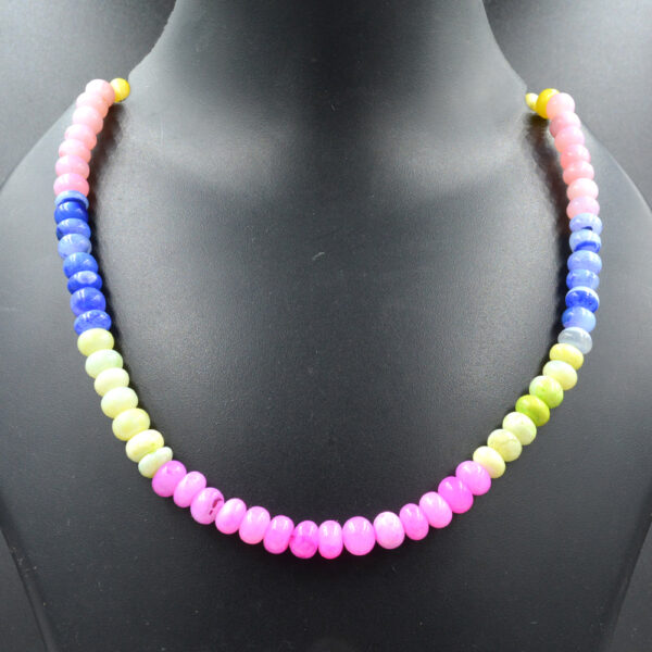 Rainbow Opal 8mm Beads Necklace 925 Sterling Silver