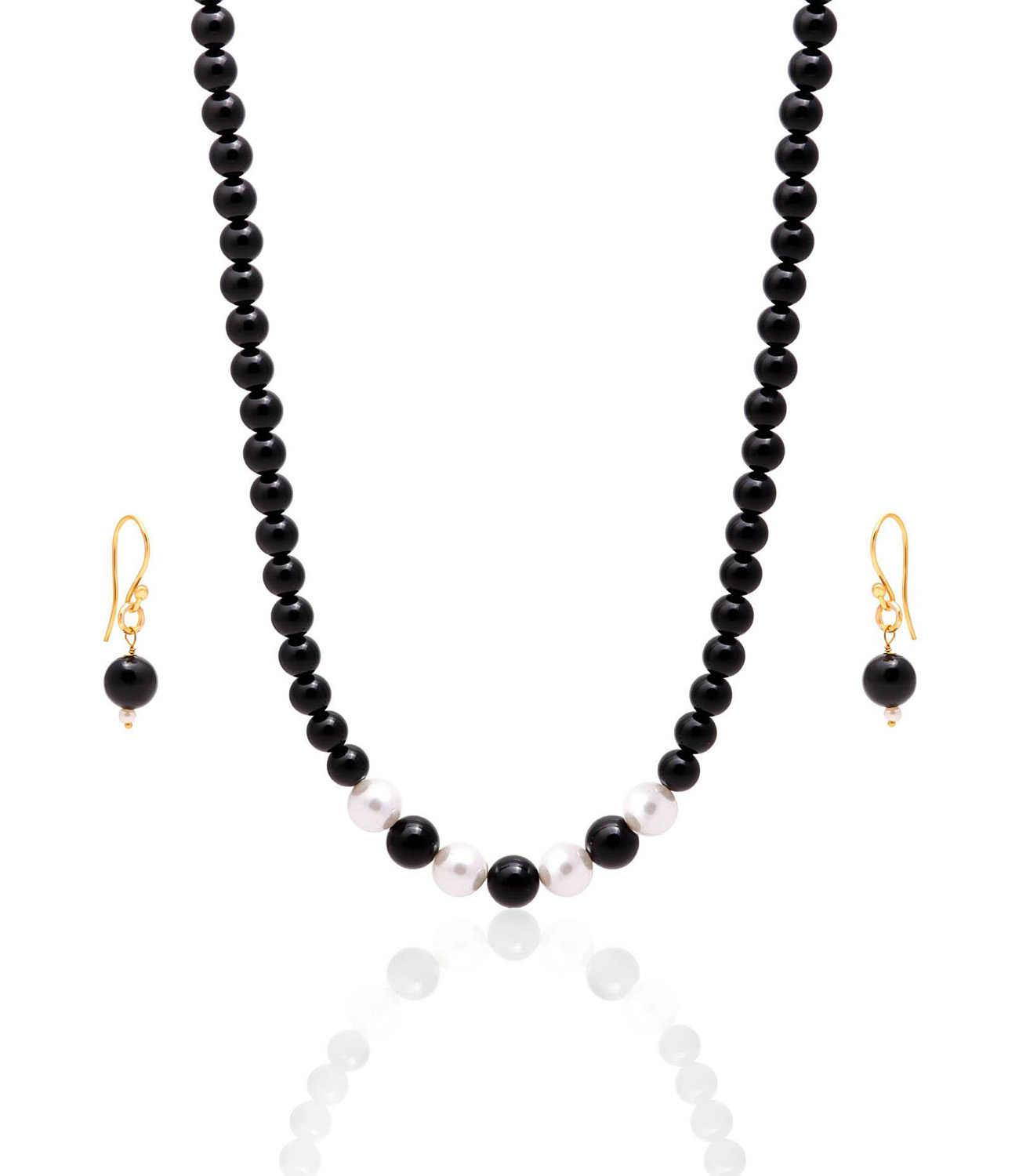 Black Pearl With White Pearl Necklace 925 Sterling Silver Necklace